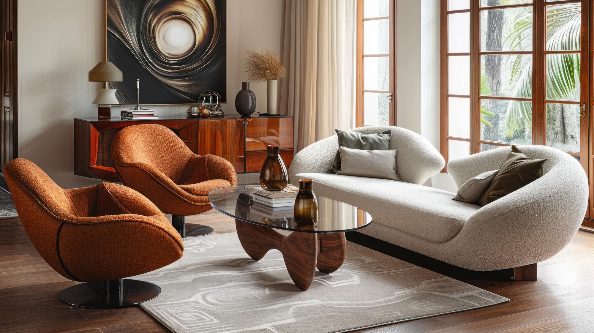 Luxurious living room interior with high-end furniture